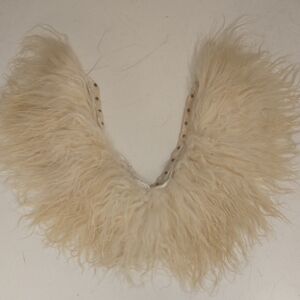 Vintage Fur Collar Long Cream White Real Fur Detached w Snap Edge Lush Long